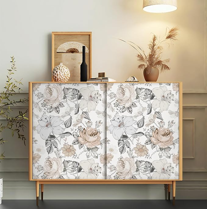 Hopepak 15.5'' x 197'' Floral Wallpaper Peel and Stick Modern for Bedroom Self Adhesive Removable Eco-Friendly Contact Paper Waterproof for Bathroom Living Room Shelf Drawers Decoral Vinyl Roll - Image 5