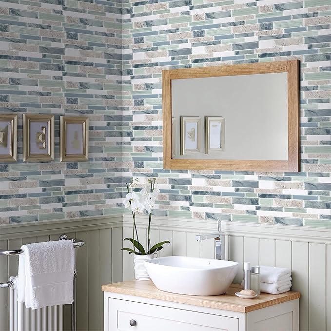 10-Sheet Peel and Stick Kitchen Backsplash Tiles | 3D Waterproof Self Adhesive Wall Tile Stick on Backsplash for Kitchen and Bathroom(Sage Green,12"×12") - Image 7