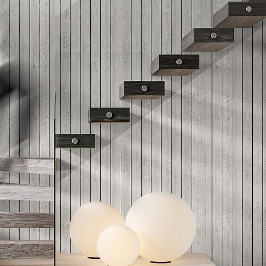Thick Wood Slat Wall Panels, Modern 3D Peel and Stick, 15.75"x118" Self-Adhesive Accent Wall with Sound Dampening for TV Wall and Ceiling, Bedroom, Home Office, Light Grey, 13 Sq Ft - Image 3