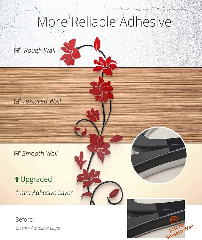 3D Rattan Flower Wall Murals for Living Room Bedroom Sofa Backdrop TV Background, Originality Stickers Gift, Decor Decal (70(H) x 22(W) inches) - Image 3
