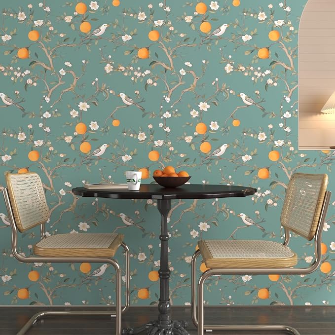 Laatse Vintage Green Bird Floral Wallpaper Peel and Stick 17.5"x393" | Self Adhesive/Removable/Waterproof/Thick Vinyl Contact Paper for Bathroom Bedroom Shelf Cabinet Drawer,Prepasted,Easy Peel - Image 9