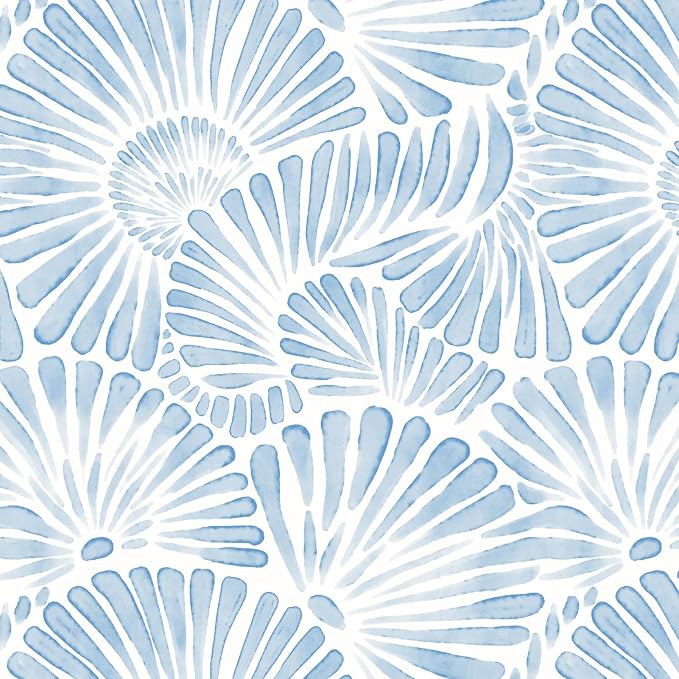 Ismoon Blue and White Wallpaper Peel and Stick Wallpaper Boho 17.3in x 32.8ft Removable Coastal Geometric Wall Paper for Bathroom Bedroom Nursery Home Wall Waterproof Vinyl by Ismoon