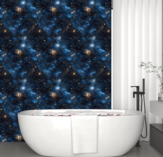 Laatse Dark Starry Sky Wallpaper Peel and Stick 17.5"x 787",Black/Blue | Self Adhesive/Removable/Waterproof/Thick Vinyl Extra Long Contact Paper for Bathroom Bedroom Shelf Cabinet Drawer,Prepasted - Image 6