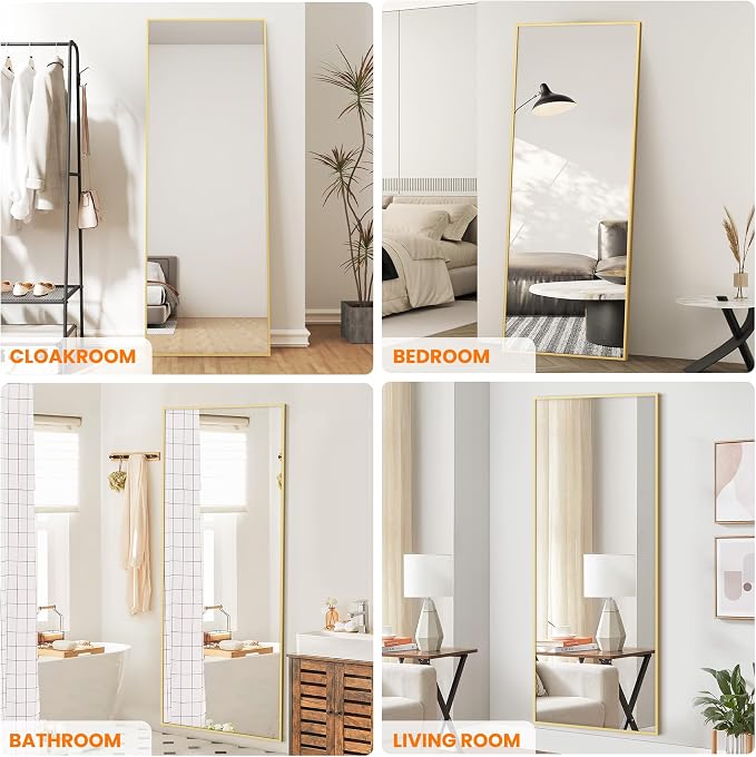 TRAHOME Full Length Floor Mirror 70"x24", Large Standing Body Mirror, Gold - Image 3