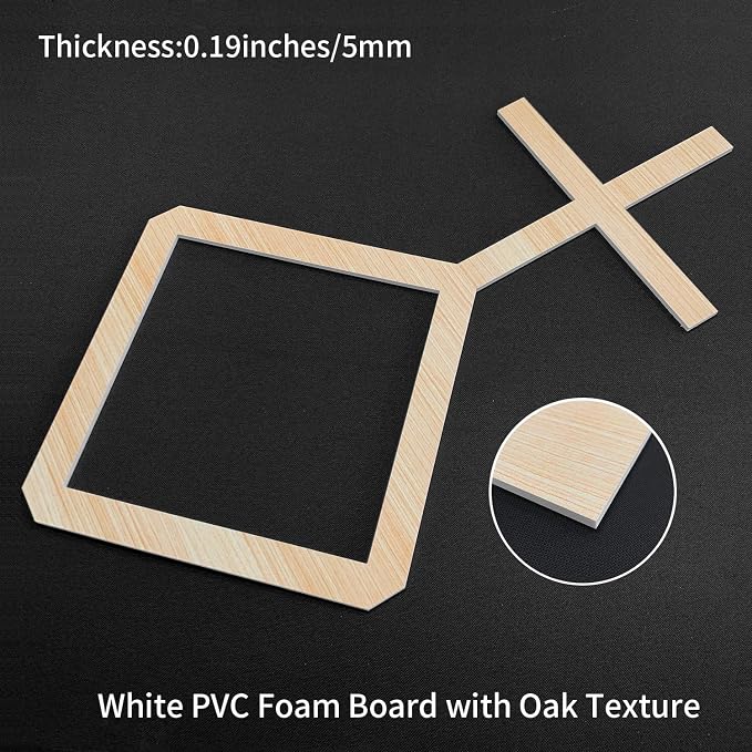 8PCS PVC Modular Decorative Fretwork Wall Panels for Living Room Lobby Bedroom, Cross Grid-Oak Faux Oak Wood Texture - Image 2