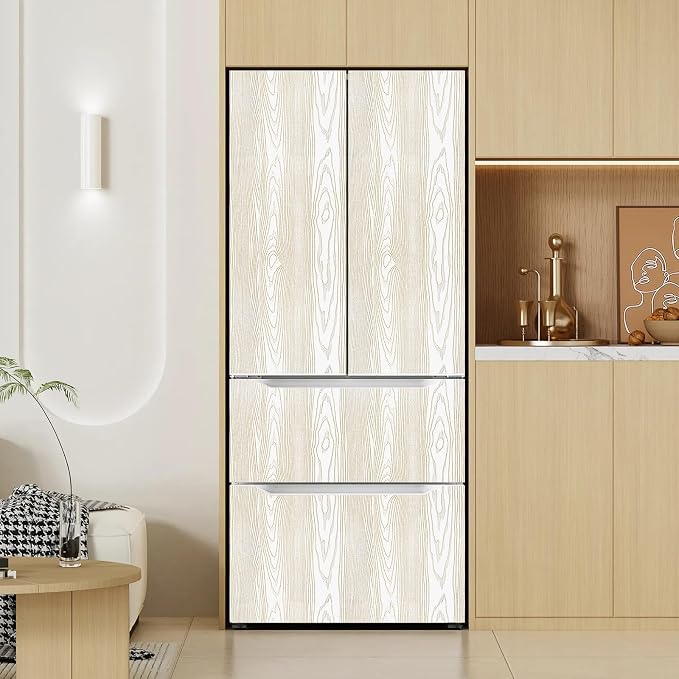 White and Gold Wood Contact Paper 17.3"x400" Peel and Stick Wallpaper | Rustic Wooden Removable Self-Adhesive Wallpaper Wood Grain Contact Paper for Countertops Cabinets - Image 9