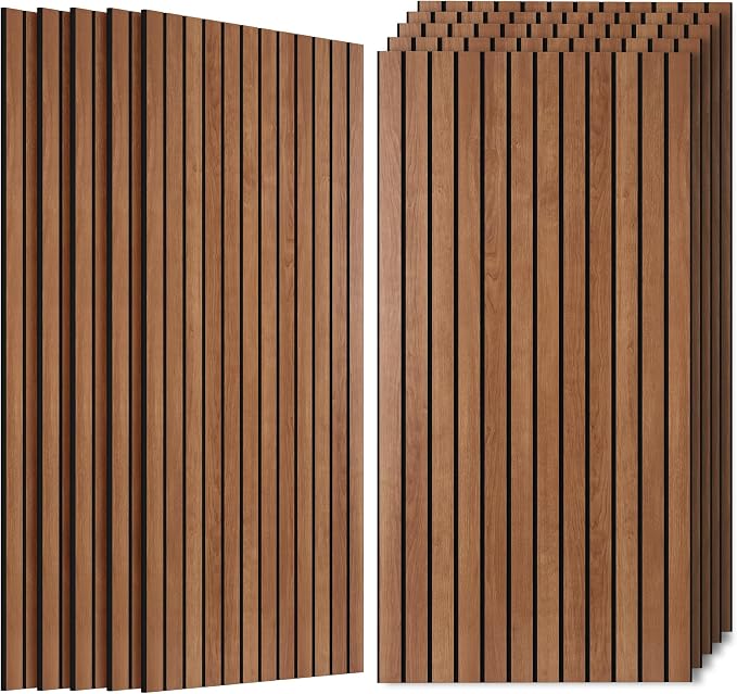 Acoustic Panels,10 Pack Sound Panels,47.2”x23.6”x0.35”,Cherry | Acoustic Wall Panels with Simulated Wood Grain Finish,Decorative Sound Dampening Panels, High-Density Polyester Fiber by AUTORIFIC