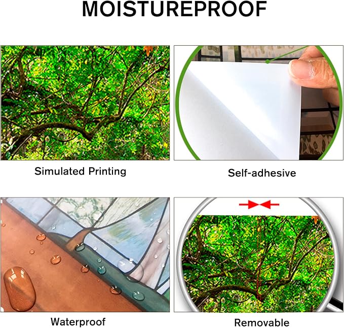 Door Stickers Peel and Stick Murals - Wall Covers Decorative Decal Forest | 30.3"W x 78.7"H, 3D Forest Bridge Wallpaper，Waterproof Removable Opaque Vinyl Self Adhesive Fake Door Decor for Home Office - Image 3