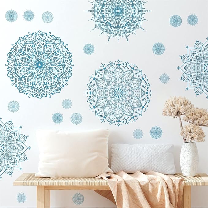 Blue Mandala Wall Stickers Mandala Decals for Window Modern Wall Art Mural | Headboard vinyl decoration, lotus peel and stick, removable, self adhesive, for bedroom living room yoga room home gym decor - Image 6