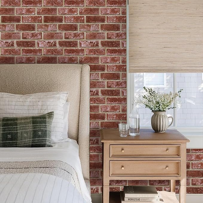 3D Peel and Stick Faux Brick Wall Panels 11.8" x 11.8" 10-Pack | Red Orange, Small Brick-Look Textured Sticker, Thin Lightweight PVC Self Adhesive Tiles for Interior Decor, Cover 9.7 sq ft - Image 8