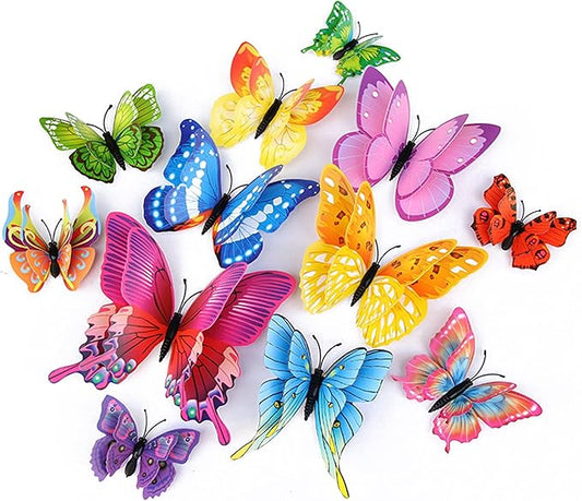 OPSEAM 3D Butterfly Wall Decor Butterfly Decorations Stickers with Magnets | 48 PCS Colorful,12 Styles Double Layer Butterfly for Classroom Decoration,Locker Refrigerator, Reusable,Waterproof by Opseam