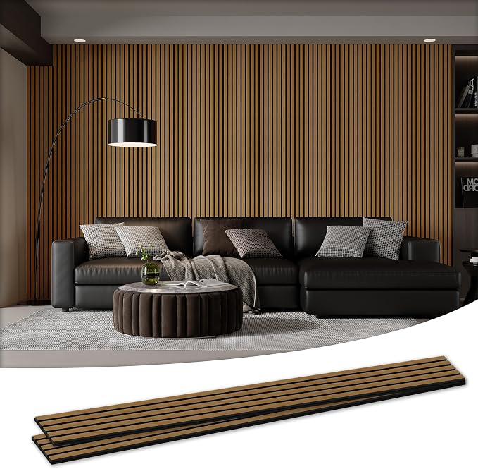 2 Pack Wood Salt Acoustic Wall Panels 94" x 23.6" x 0.8", Natural Oak | 3D Fluted Soundproof Wooden Wall Panel, Sound-absorbing Wall Decor for Home Theater Studio Office Bedroom by LDB_BUILDING