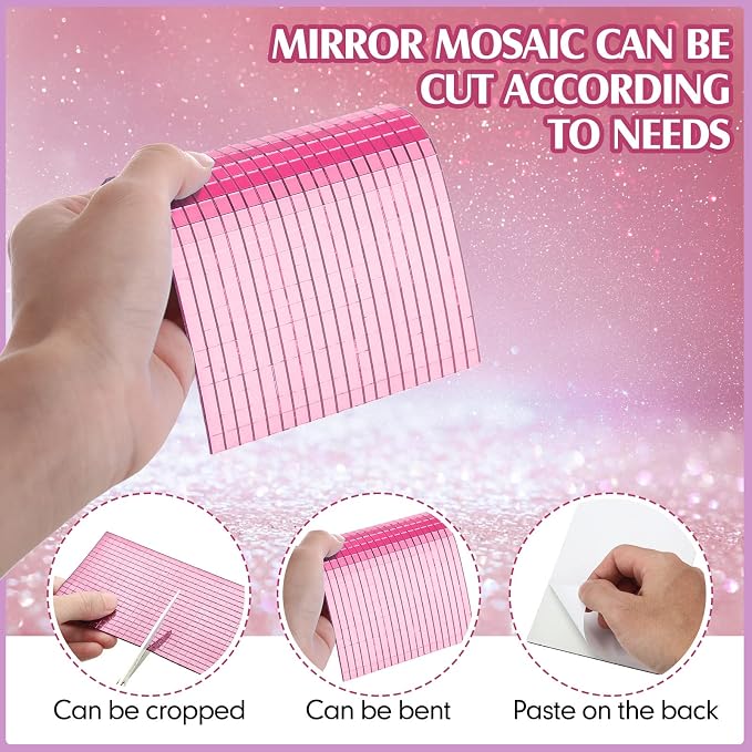7200 Pieces Pink Disco Mirror Tile Self-Adhesive Mirrors Mosaic Tile - Image 3