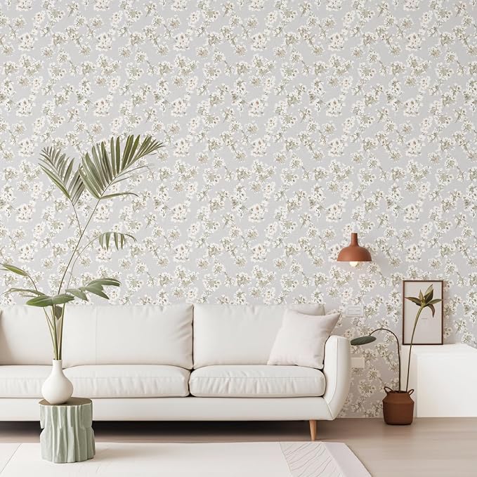 Floral Peel and Stick Wallpaper Farmhouse Pear Blossom Vintage Wallpaper for Bedroom Cabinets and Kitchen Countertop Thicken 17.3"x196.9" - Image 8