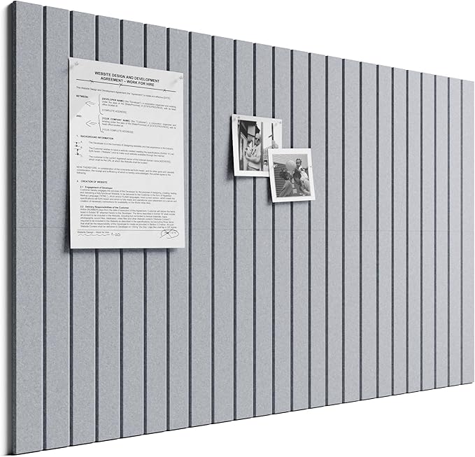 Bumusty 36"x 24" Large Felt Bulletin Board Tiles,Soft Gray | 6-Pack Cork Board Alternative, Wall Decor, 30 Pushpins, 30 Adhesive Tabs, Vision Board, Office, Classroom, Home, Dorm by BUMUSTY