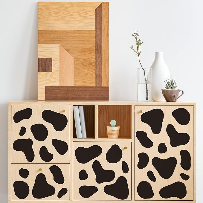 Large Black Vinyl Cow Print Wall Decals, Cow Spot Wall Décor | Stunning painted look accent wall in minutes. Peel and stick matte removable stickers for Bathroom Bedroom Living Room Home. - Image 5