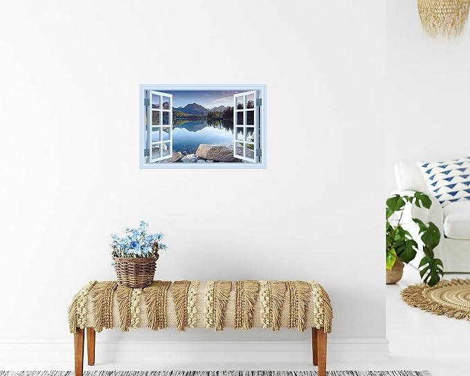 FLFK Fake Window Wall Sticker - Landscapes Faux Window Wall Mural for Wall Decor, Stick and Peel Wall Decals,24"x16" - Image 3