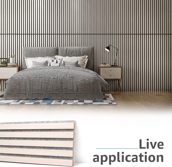 Art3d 4 Pack 47.2 x 23.6in. Wood Slat Acoustic Panels for Wall and Ceiling - 3D Fluted Sound Absorbing Panel with Wood Finish - White Elm - Image 4