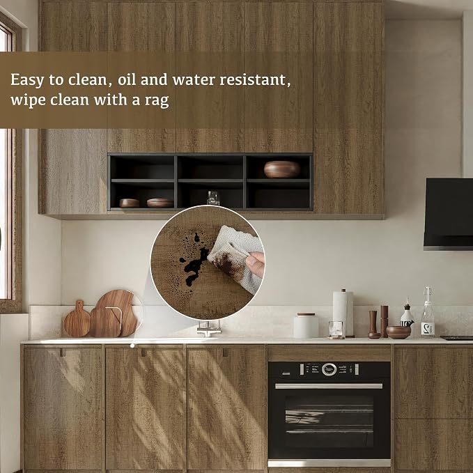 Abyssaly Wood Contact Paper- Walnut Wood Peel and Stick Wallpaper for Cabinets - Self Adhesive Waterproof Wood Grain Wall Paper Easy to Clean for Furniture Countertops Drawer Shelf Liner 15.7" x 118" - Image 2