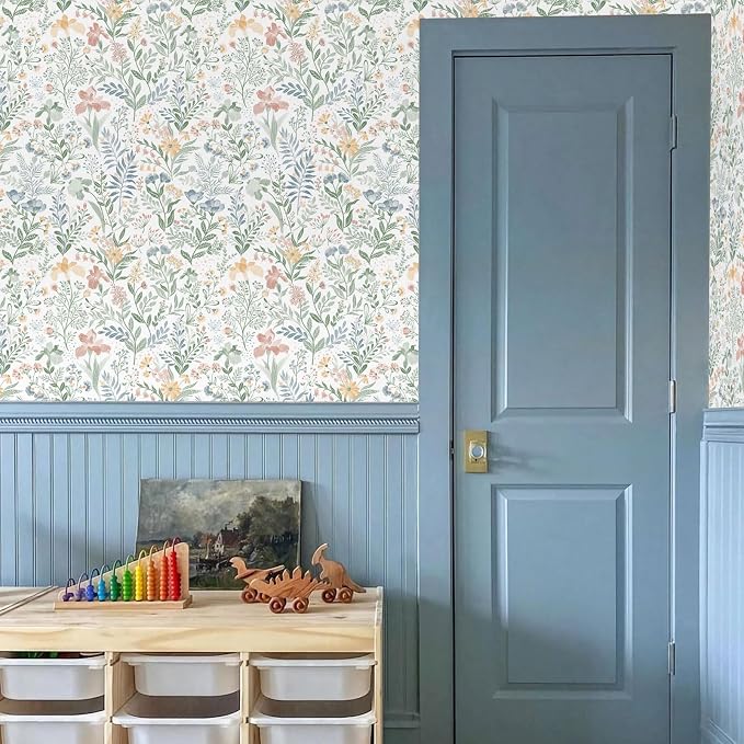 Fititem Floral Peel and Stick Wallpaper Boho Nature Wall Paper 17.3”×197” | Self Adhesive Floral Contact Paper Cabinet Flower Modern Wildflower Wallpaper Removable Waterproof Wallpaper Bathroom Bedroom - Image 7