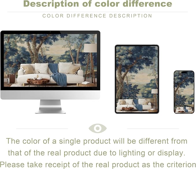 Blue Forest Peel and Stick Wallpaper Woodland Landscape Wall Mural | 173"x108", Self Adhesive Canvas, for Bedroom Living Room Bathroom, Seamless, No overlapping - Image 6