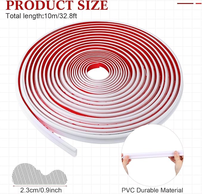 32.8ft x 0.9 Inch Flexible Peel and Stick Molding Trim for Wall, Baseboard, Backsplash, Tile Edge, Chair Rail, Mirror-self Adhesive Moulding Trim for Bathroom Wall Door Floor Window, White - Image 2
