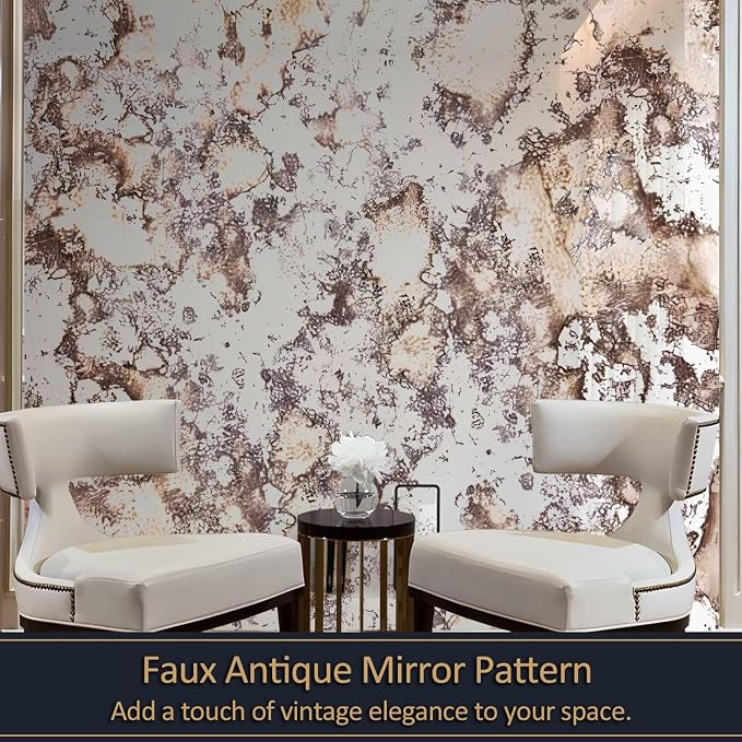 LiveInUrban Vintage Foxed Silver Rusts Antique Chrome Reflective Style Wallpaper, Grunge Peel and Stick Contact Paper for Wall Furniture Vanity Dresser Home Decor, 45.28"x59.06" - Image 5