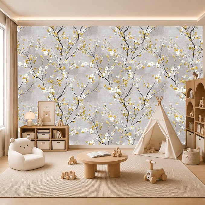White Floral Branches Removable Self-Adhesive Wallpaper for Bedroom & Living Room Decor 17.7×236 Inch,Waterproof Wall Covering for Accent Walls, Apartment, Nursery - Image 4