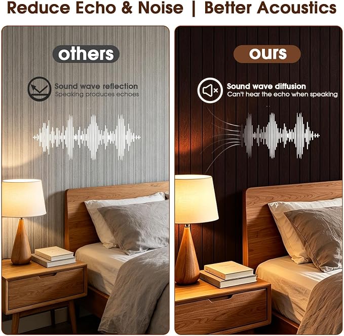3D Peel and Stick Wall Panels PVC Grille Slat 197"x15.8" Self-Adhesive Wall Sticker Soundproof Paneling for Walls and Ceiling in Faux Brown Wood Grain Texture - Image 4