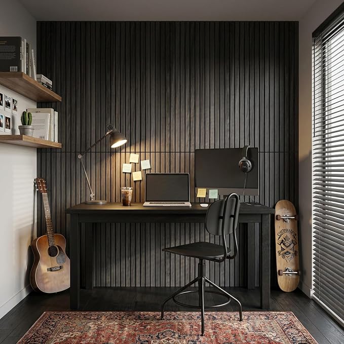 WoveN SounD Acoustic Wall Panels, Black Oak, 10 Pack, 47.2x23.6 in | Self-Adhesive, Peel and Stick, NRC 0.95, Premium Sound, Echo Proof, Slat Decor, Studio, Home, Office, Media Room - Image 4