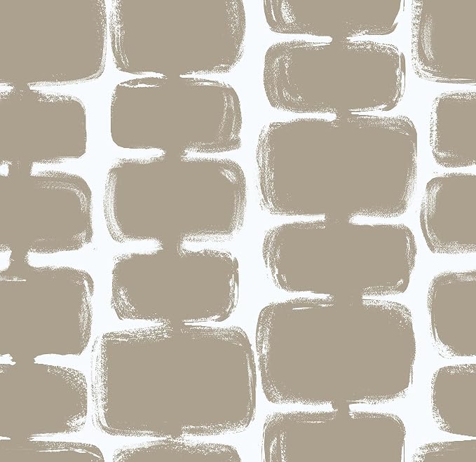 Safiyya Peel and Stick Wallpaper Mid Century Modern Abstract Contact Paper Geometric Wall Paper Self Adhesive Removable Wallpaper for Bathroom and Bedroom Vinyl 17.3"x78.7" Light Brown and White by SAFIYYA