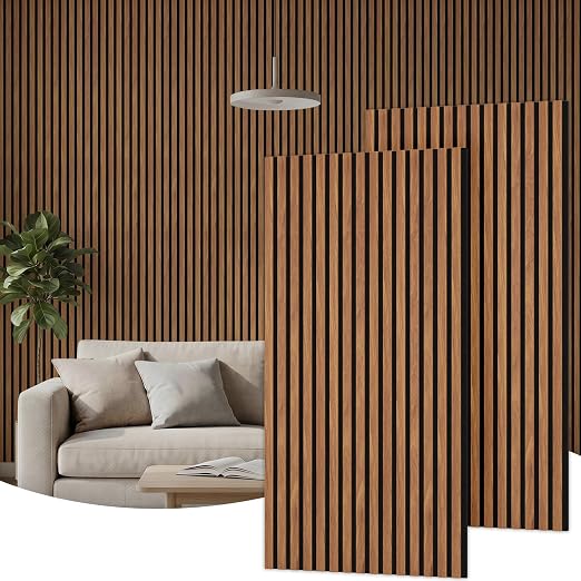 TONOR Wood Wall Panels for Interior Wall Decor, 2 Pack 47.2" x 23.6"(15.47ft²) Wood Slat Aacoustic Panels, Soundproof Wall Panels for Noise Cancelling and Decoration, Living Room, Office, Dark Teak by TONOR