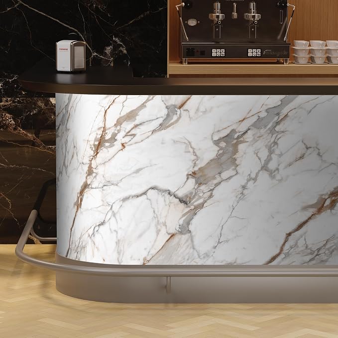 Marble Peel and Stick Waterproof Wall Paneling, 118" x 47" Calacatta Gold Matte Finish Self-Adhesive Backsplash Tile Vinyl Wall Panel for Kitchen Bathroom Wall Decor, Covers 38.75 Sq. Ft. - Image 9