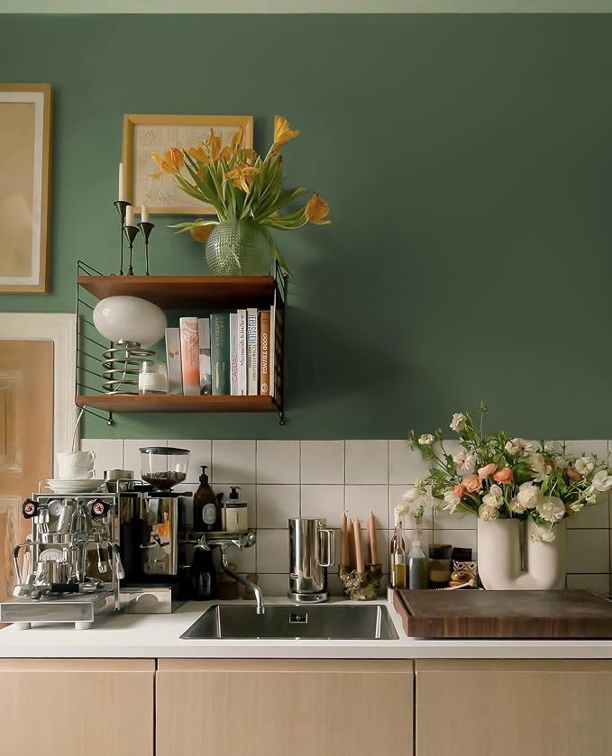 Dimoon 118''x17.7'' Green Peel and Stick Wallpaper Contact Paper Modern Self Adhesive Wall Paper Removable Renter Friendly Textured Solid Color Shelf Cabinet Vinyl Roll (118''x17.7'',Dark Green) - Image 5