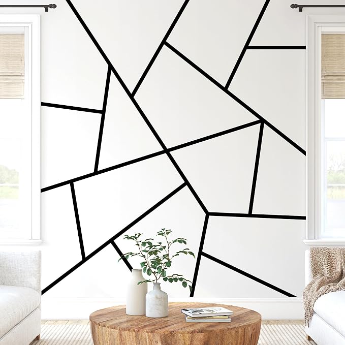 Large Black Modern Line Wall Decal, Minimalist Geometric Art Décor | Matte black vinyl simple lines for a stunning custom bold accent wall. Peel and stick for home, bedroom, living room, office. - Image 3