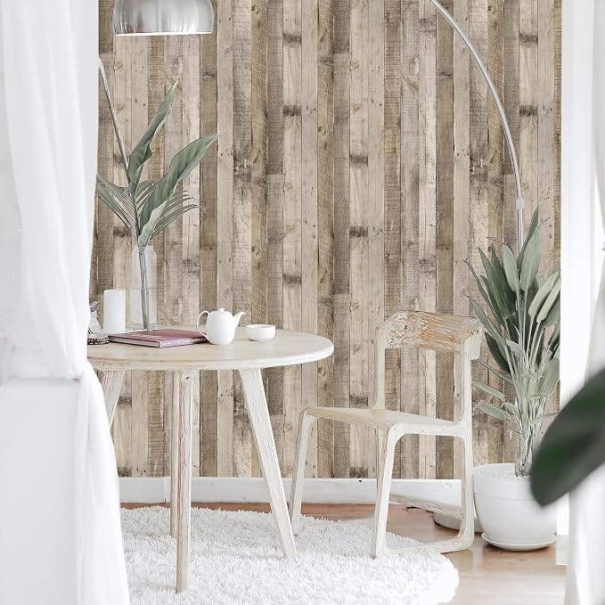 Yun-aeon Natural Wood-Grey Contact Paper Peel and Stick Wallpaper | 34.6"x 480"Self Adhesive Removable Vintage Faux Wood Wall Paper Plank Shelf Home Decoration Kitchen Counter Cover - Image 7