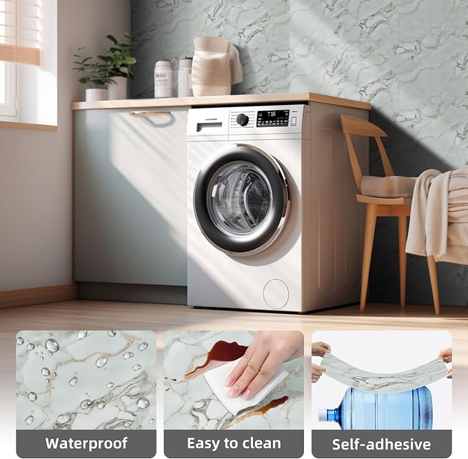 Vieshful 20pcs Peel and Stick Backsplash Tile，12"x12" Self Adhesive Marble Tile for Wall, PVC Waterproof Shower Wall Panels, Back Splash Stick on Tiles for Kitchen Bathroom Living Room, Not Real Tile - Image 4