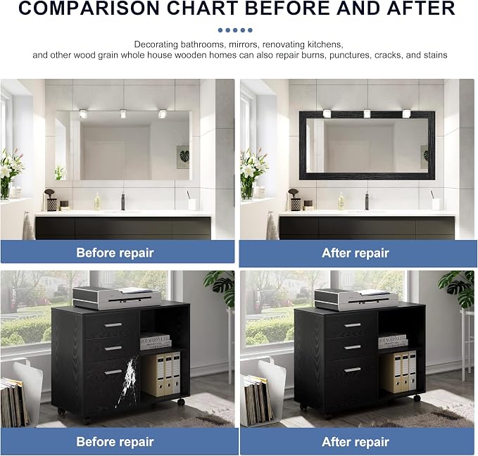 TIANLDD 27 FT Wood Grain Wallpaper Border, Removable Waterproof Mirror Border Peel and Stick,Bathroom Mirror Frame Border.（Black） - Image 2