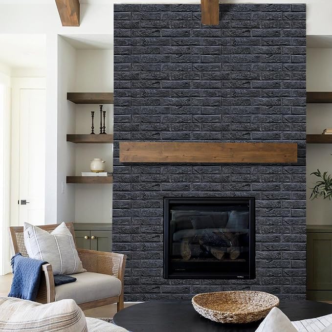 Commomy Peel and Stick Faux Brick 3D Wall Panels 12 pcs of 22.8" x 11.8" | Thin & UrltraLight PVC Fake Brick Wall Paneling for Living Room,Home Office Interior Home Wall Decor(Covers 22.48 sq.ft) - Image 9