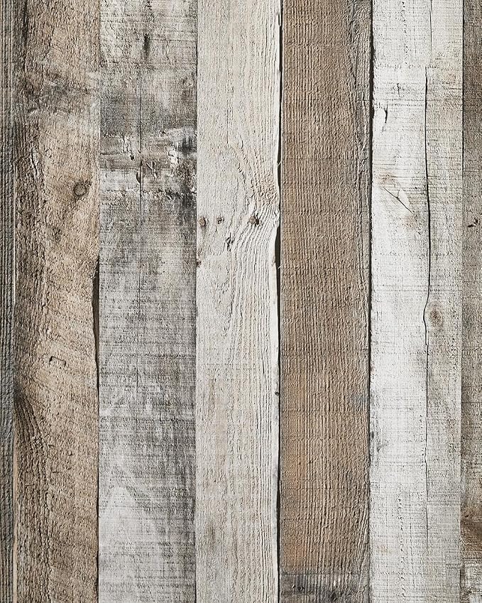 Yun-aeon Natural Wood-Grey Contact Paper Peel and Stick Wallpaper | 34.6"x 480"Self Adhesive Removable Vintage Faux Wood Wall Paper Plank Shelf Home Decoration Kitchen Counter Cover by YUN-aeonPeelandStickWall