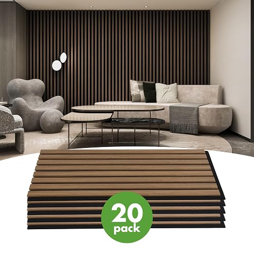 Art3d 20-Pack 12" x 24" Soundproof Wood Slat Panels, 40 sq.ft Acoustic Wall Panels, 3D Wall Panels with Wood Slat Design, Decorative Wood Wall Panel for Accent Walls-Deep Walnut - Image 2