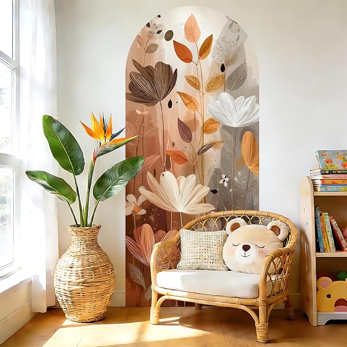 Arch Wall Decals Peel and Stick, Large Wall Stickers, Removable Home Decor Art Wallpaper for Bedroom Living Room 71'' × 31.7'' (Flower - B) - Image 5