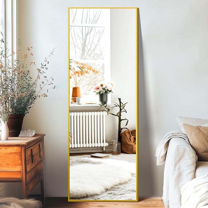 TRAHOME Full Length Floor Mirror 56"x15", Large Standing Body Mirror, Gold - Image 4