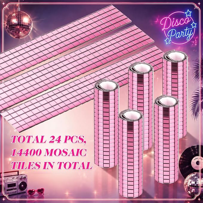 14400 Pieces Pink Disco Mirror Tile Self-Adhesive Mirrors Mosaic Tile - Image 5