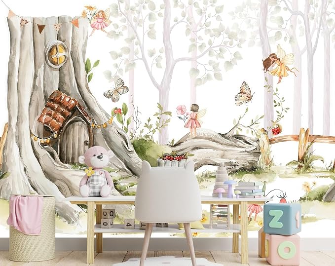 Nursery Forest Peel and Stick Wallpaper Tree Landscape Wall Mural | 137"x96", Self Adhesive Canvas, for Bedroom Living Room Bathroom, Seamless, No overlapping - Image 2