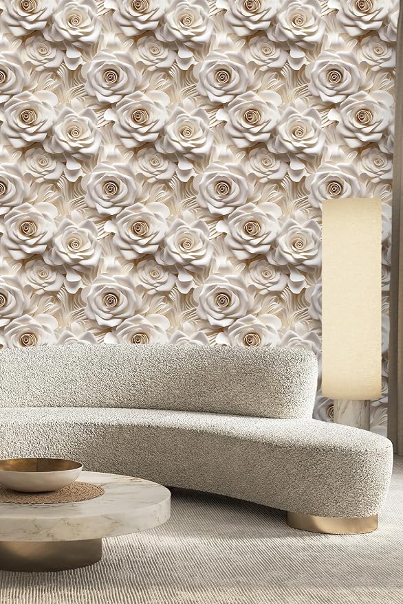 Peel and Stick Wallpaper Beige Rose Floral Accent - Image 4