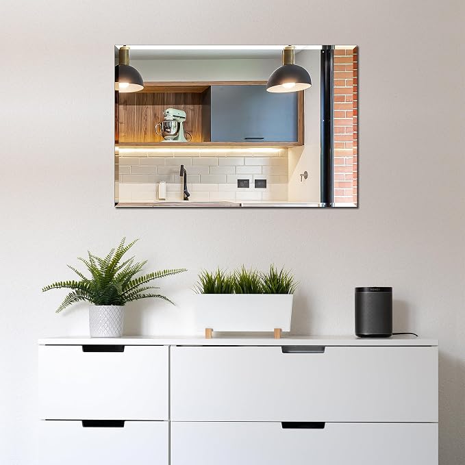 Bathroom Mirror for Over Sink 24x16 Inch Frameless Wall Mirror Rectangle - Image 4