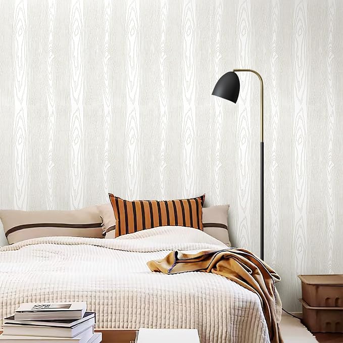 Yun-aeon Light White and Silver Wood Contact Paper 17.3"x120" Rustic Wooden Peel and Stick Wallpaper Removable Self-Adhesive Wallpaper Wood Grain Contact Paper for Countertops Cabinets - Image 4