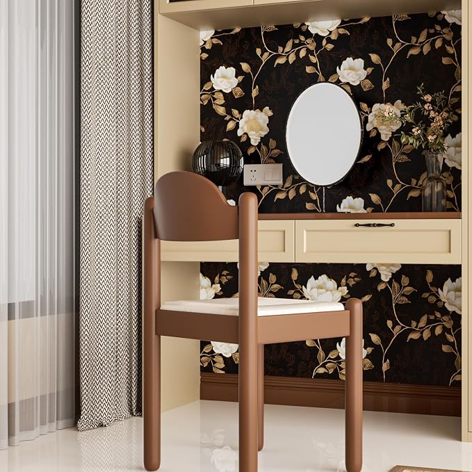 Laatse Vintage Dark Black Golden Floral Wallpaper Peel and Stick 17.5"x393" | Self Adhesive/Removable/Waterproof/Thick Vinyl Contact Paper for Bathroom Bedroom Shelf Cabinet Drawer,Prepasted,Easy Peel - Image 5