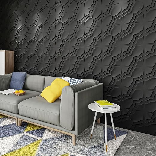 Art3dwallpanels 3D Wall Panels, 33 Pack, 12x12 Inch, Black | Modern Raised 3D PVC Wall Tiles for Interior Wall Decor, 2 Different Effects, Easy DIY Mount for Residential and Commercial - Image 4